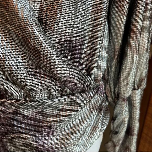 Anthropologie Maison D’ Amelie Metallic Shimmer Top Size M Surplice Style - Picture 3 of 11